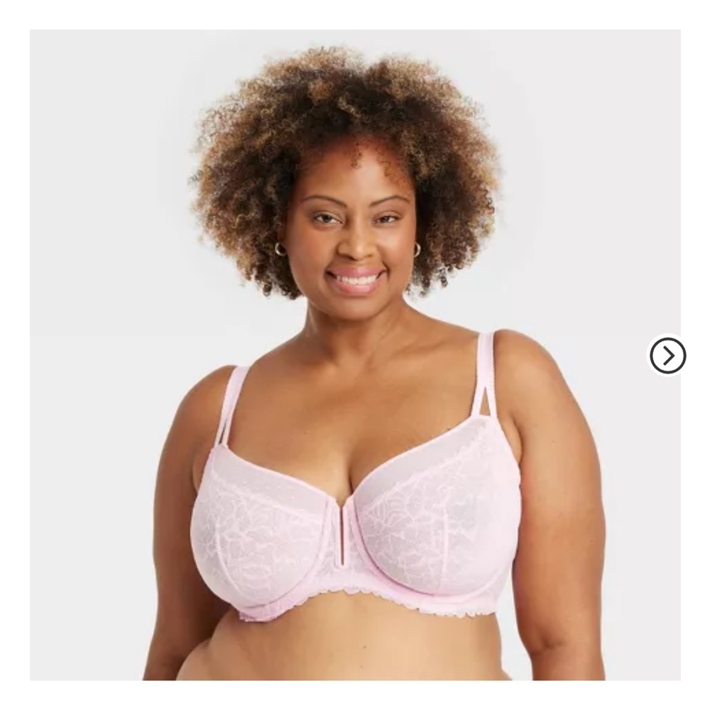 Auden Pink unlined balconette Coverage Bra with Lace 44DD